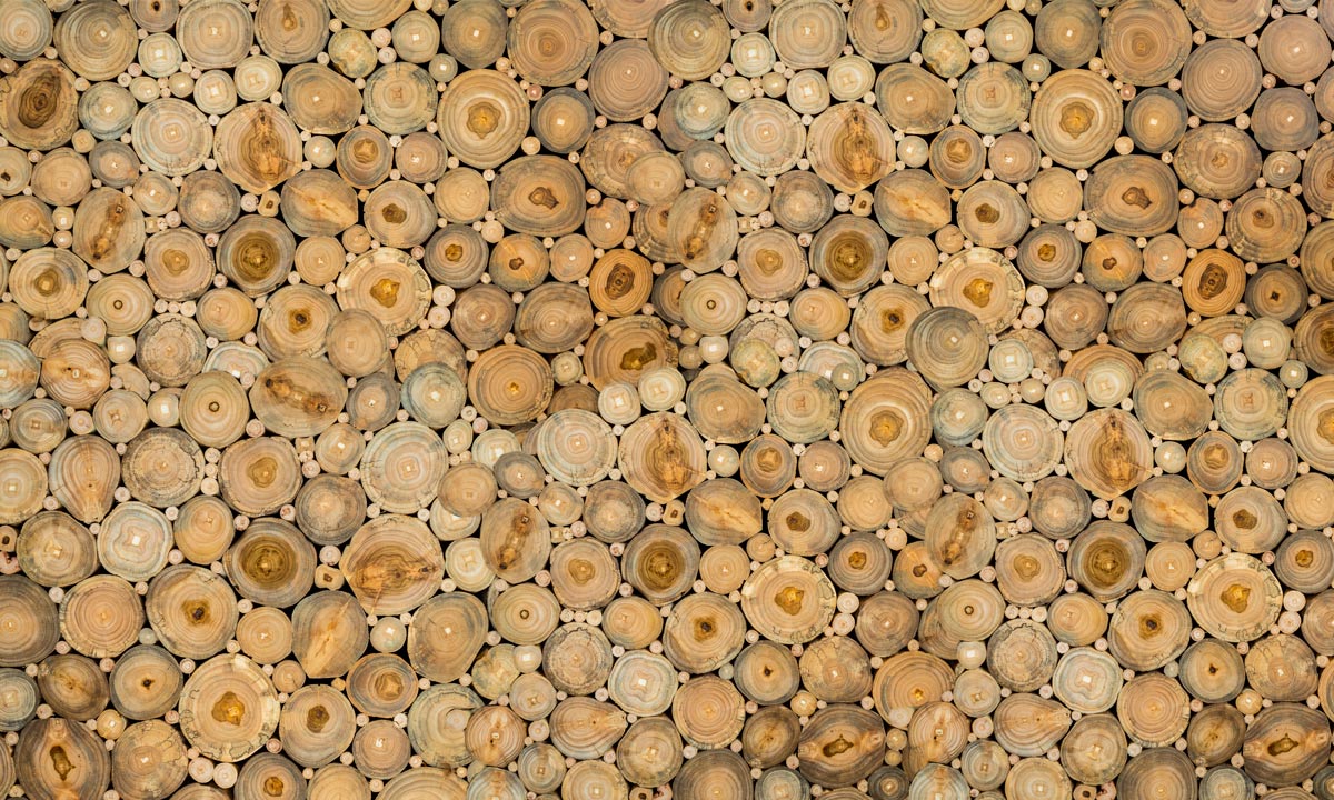 Rustic Wooden Log Stack Mural Wallpaper