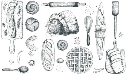 Restaurant Wall Covering Featuring a Bread Pattern Wall Mural