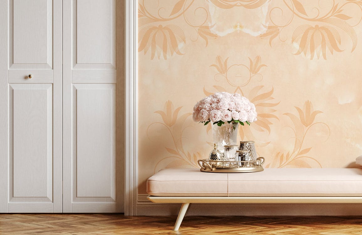 Elegant Beige Vintage Floral Wallpaper Mural