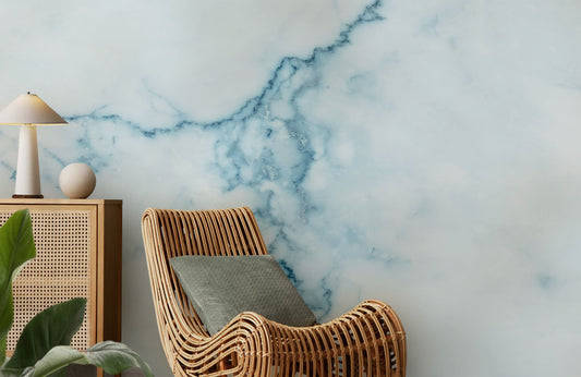 Crystal Blue Marble Mural Wallpaper