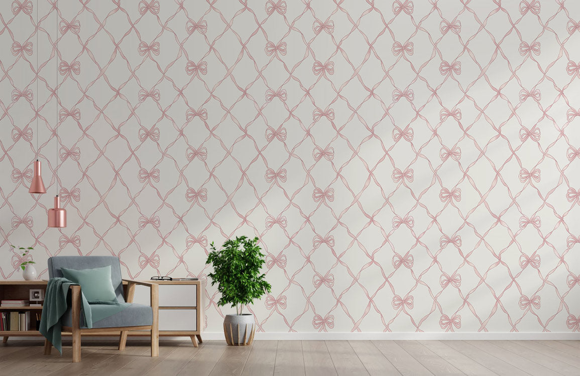 Lattice Bow Mural Wallpaper in living room