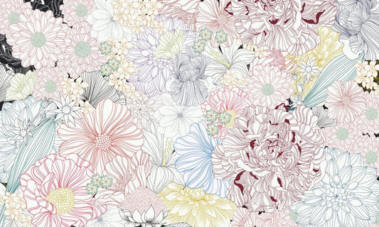 fresh flowers collection mural home interior