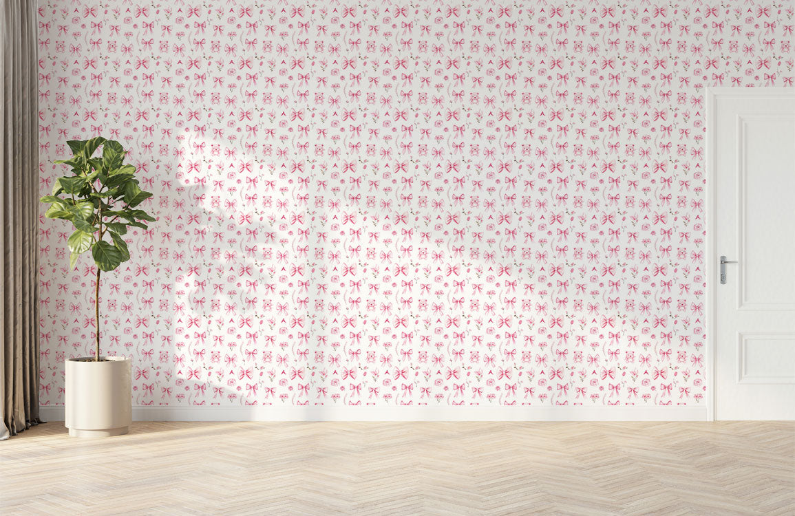 Charming Bows and Blooms Mural Wallpaper