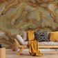 Golden Harmony Marble Mural Wallpaper