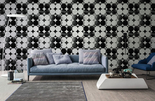 Monochrome Gradient Circles Mural Wallpaper