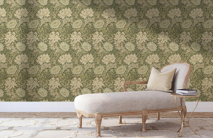 Verdant Floral Cascade Mural Wallpaper in living room