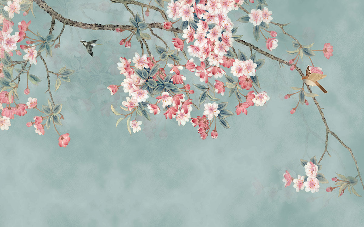 Elegant Cherry Blossom Branches Mural Wallpaper