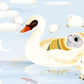 Whimsical Swan Cloud Nursery Mural Wallpaper