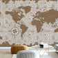 Vintage World Map Wallpaper Decor in living room