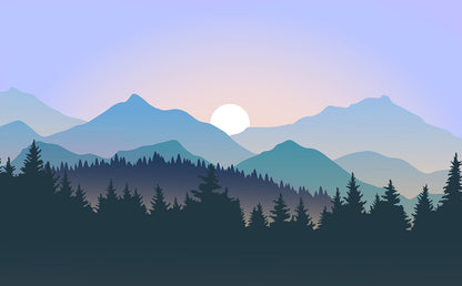Ombre Sunset Mountain Wall Mural for wall