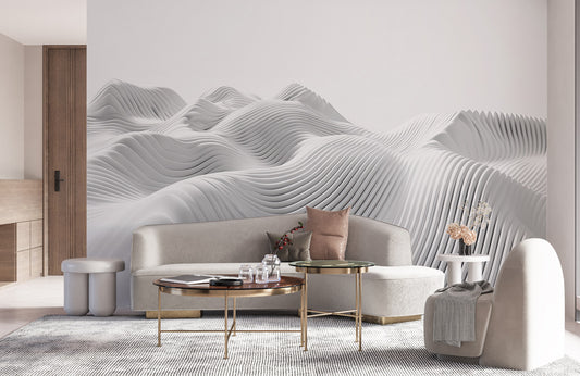 Fluid Terrain Harmony Mural Wallpaper in living room