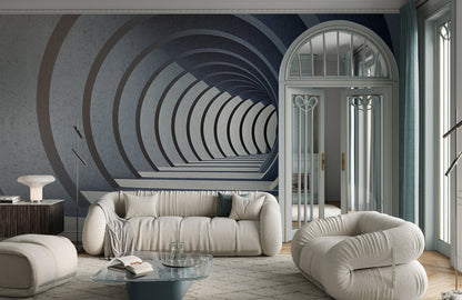 Infinite Spiral Illusion Mural Wallpaper in living room