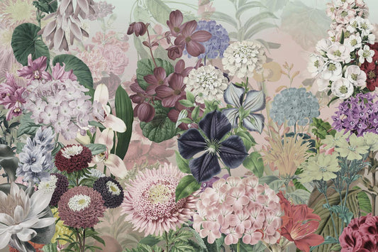 neutral background flowers blossom wall mural