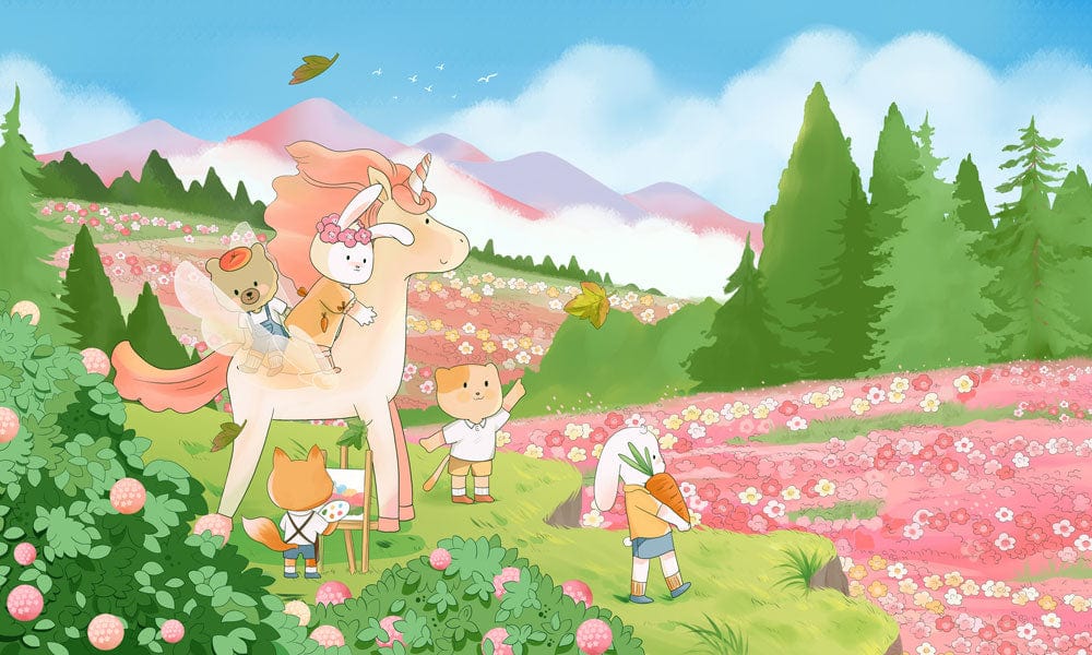 Unicorn Fantasy Kids Room Mural Wallpaper