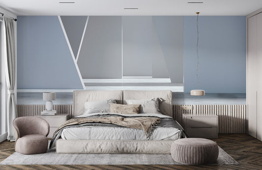 Sleek Geometric Elegance Mural Wallpaper in bedroom