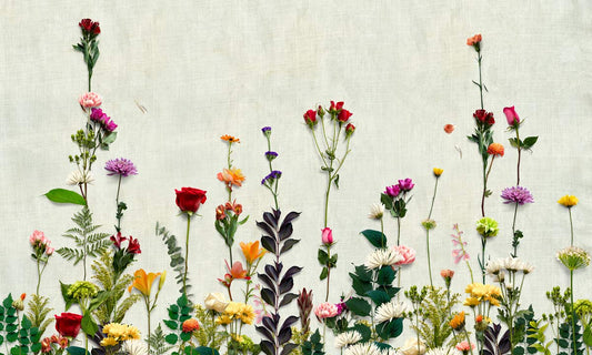 Colorful Botanical Garden Floral Mural Wallpaper