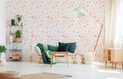 Heartfelt Whimsy Mural Wallpaper in living room