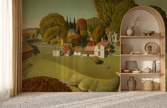 Rolling Hills Village Mural Wallpaper