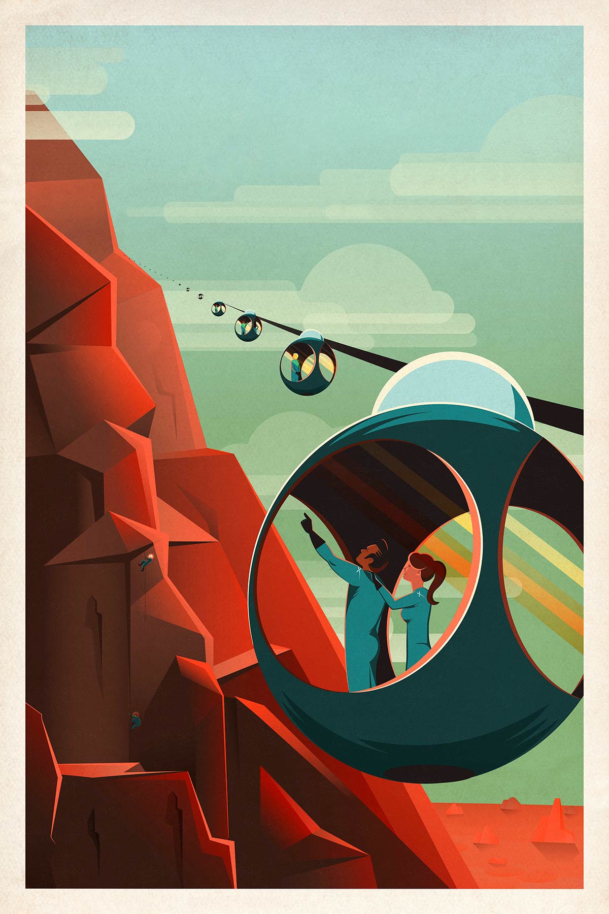 Retro Futuristic Space Capsule Mural Wallpaper