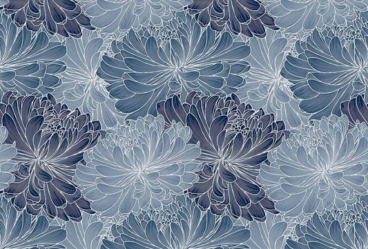 Elegant Blue Floral Abstract Mural Wallpaper