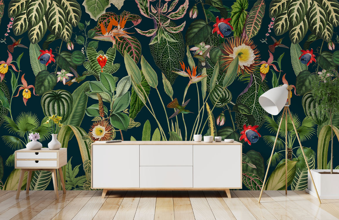 Exotic Garden Mural Wallpaper in living room