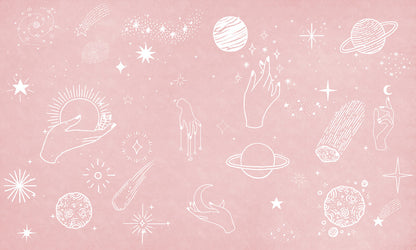 Pink Star Wallpaper Mural Custom Art Design