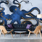 Underwater Octopus Navy Blue Wallpaper