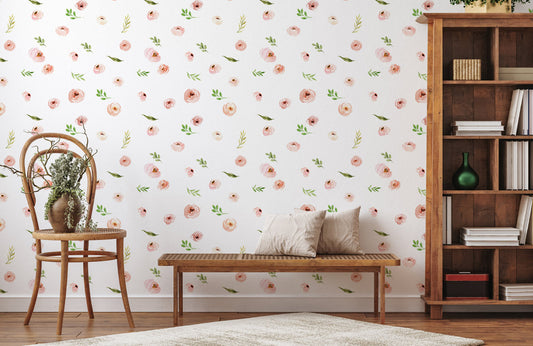 Blush Rose Harmony Mural Wallpaper