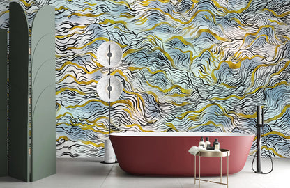 Abstract Mountain Wallpaper Mural in bathroom