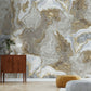 Golden Tide Marble Mural Wallpaper in living room