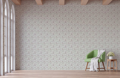 Bunny Blossom Meadow Mural Wallpaper in living room