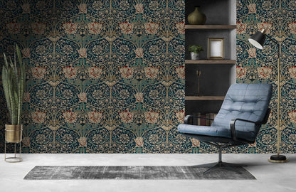 Regal Floral Symphony Mural Wallpaper in living room
