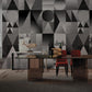 Monochrome Geometric Illusion Mural Wallpaper