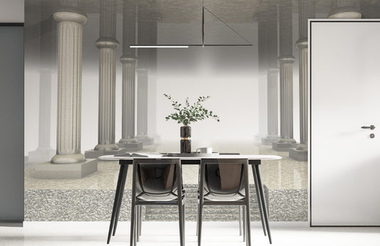 Classical Column Corridor Mural Wallpaper in dining room