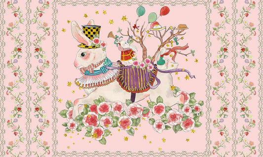 Home Decoration Wallpaper Mural Featuring Bunnies and Flowers to Use.