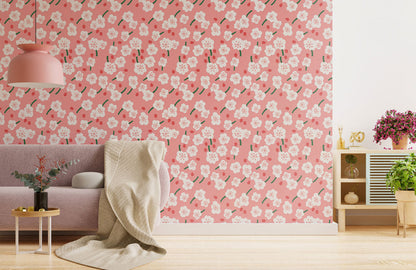 Blossom Delight Mural Wallpaper in living room