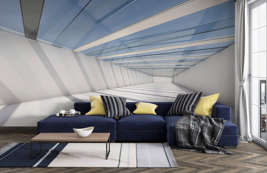 Skylight Perspective View Mural Wallpaper in living room