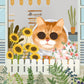 Whimsical Cat Floral Garden Wallpaper Mural