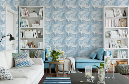 Icy Cranes Harmony Mural Wallpaper in Living room.