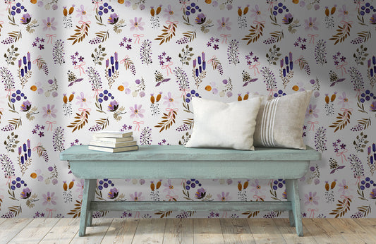 Delicate Blossom Mural Wallpaper in living room