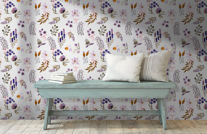 Delicate Blossom Mural Wallpaper in living room
