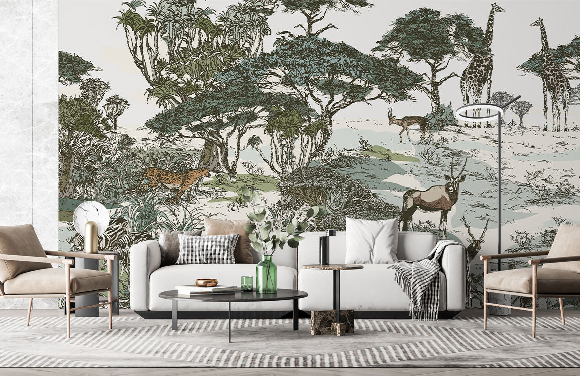 Vintage Safari Landscape Wallpaper