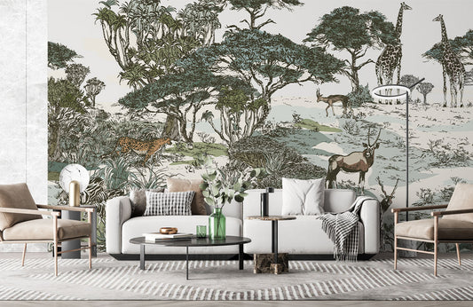 Vintage Safari Landscape Wallpaper