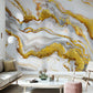 Luminous Gold Flow Mural Wallpaper in living room