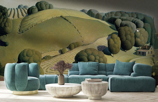 Rolling Pastoral Bliss Mural Wallpaper