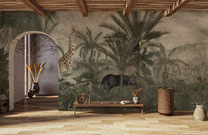 Jungle Haven Mural Wallpaper in living room