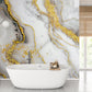 Golden Veined Marble Mural Wallpaper in bathroom