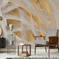 Golden Brushstroke Mural Wallpaper in living room