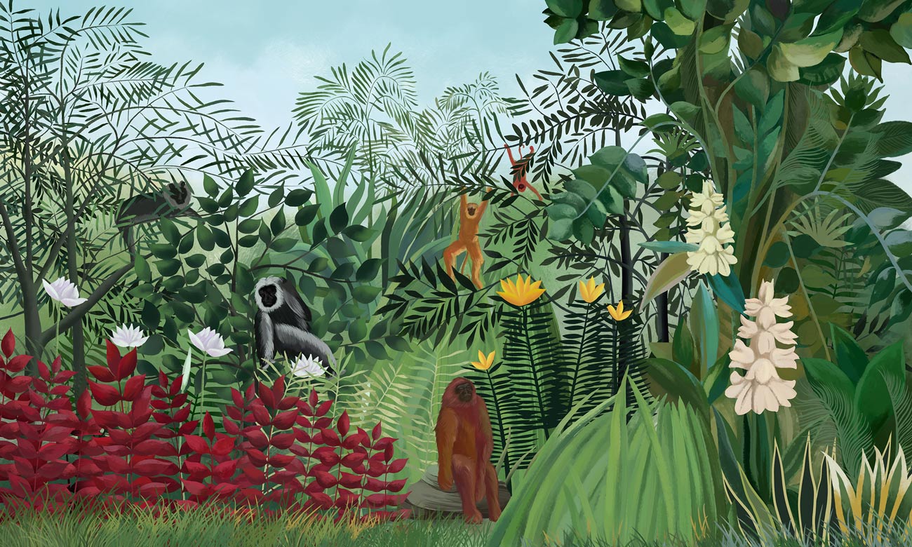 Tropical Rainforest Wildlife Botanical Wallpaper Mural