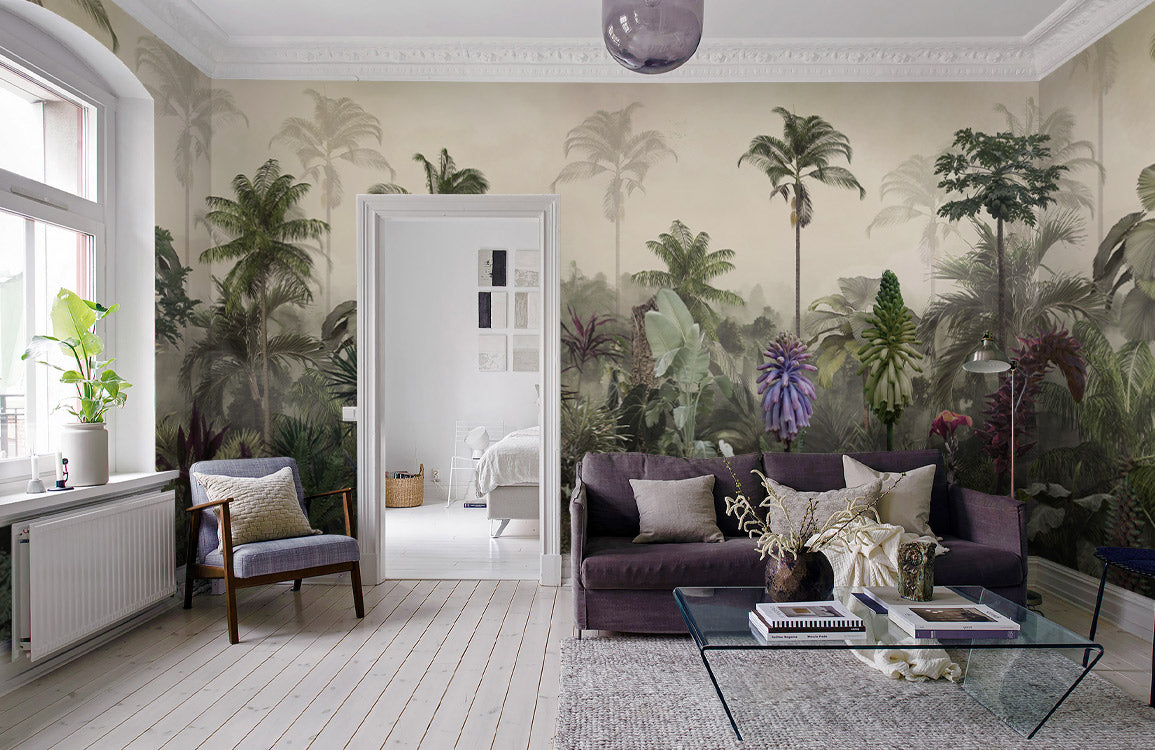 Rainforest Retreat Mural Wallpaper in living room